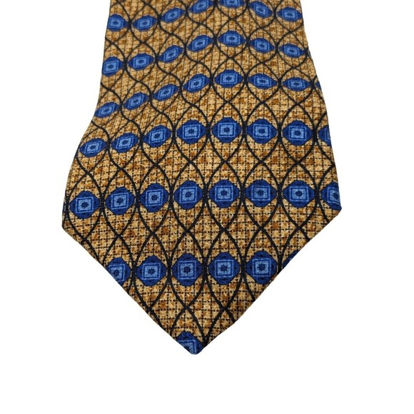 Honors Men's Neck Tie Geometric Print 100% Silk From Italy Novelty - Picture 4 of 5